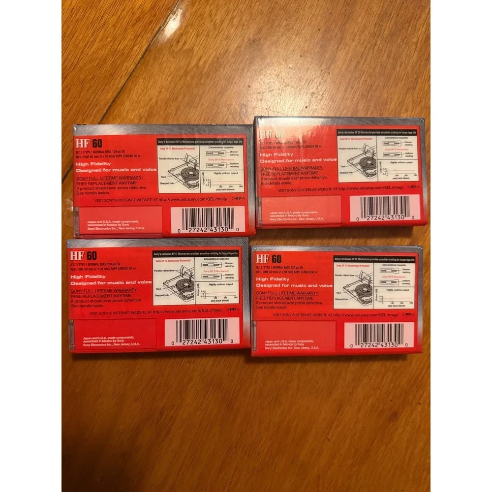 Sony HF 60 High Fidelity Normal Bias Type I Audio‎ Cassette Tapes 4 Pack Sealed